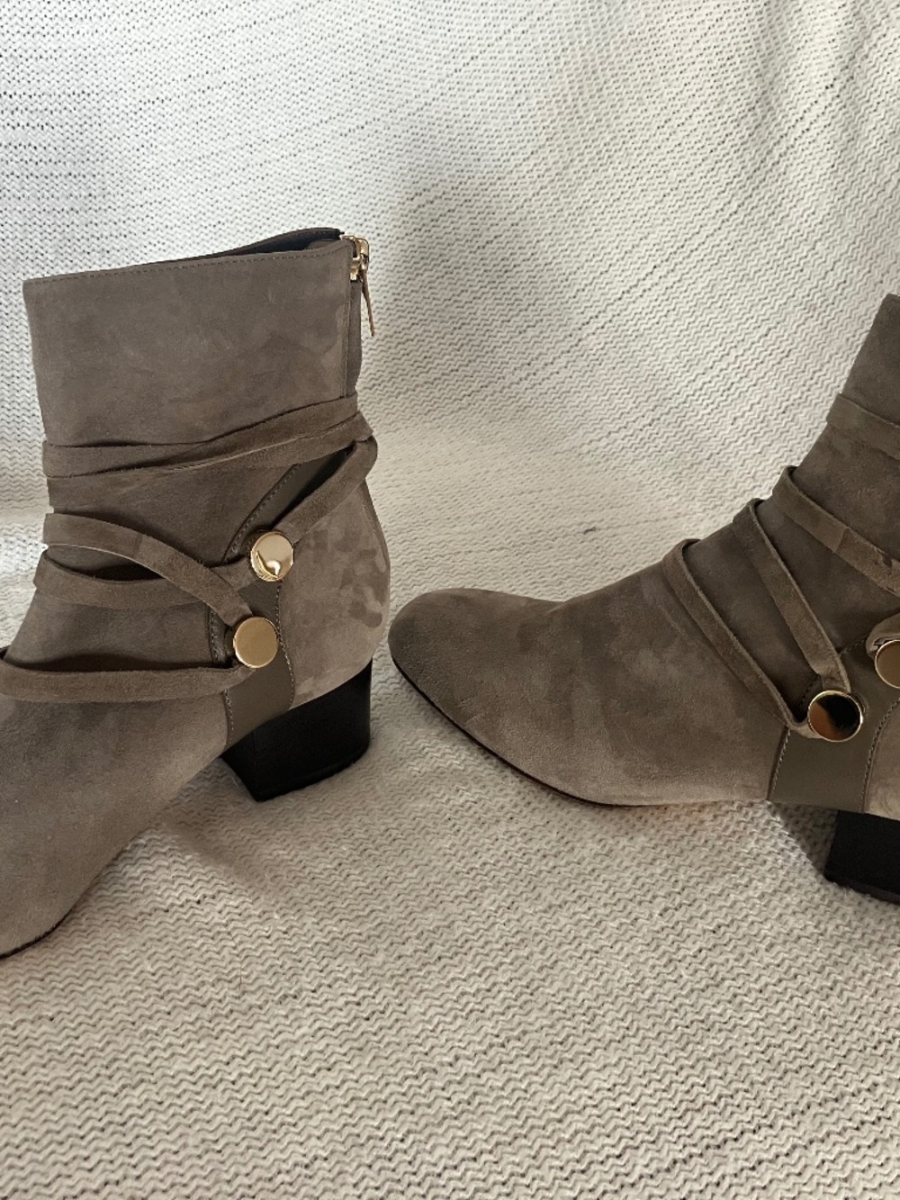 Jimmy Choo Suede booties, NWOT, gray suede size 361/2